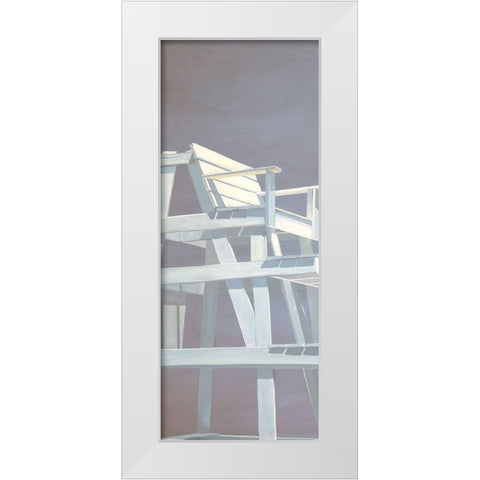 Life Guard Stand (grey) White Modern Wood Framed Art Print by Saxe, Carol