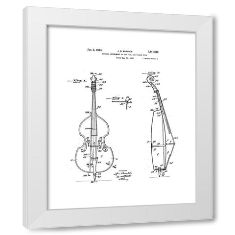 Cello Diagram White Modern Wood Framed Art Print by Anonymous