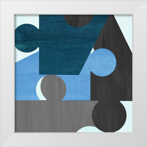 Blue Gray Pattern White Modern Wood Framed Art Print by Inuit