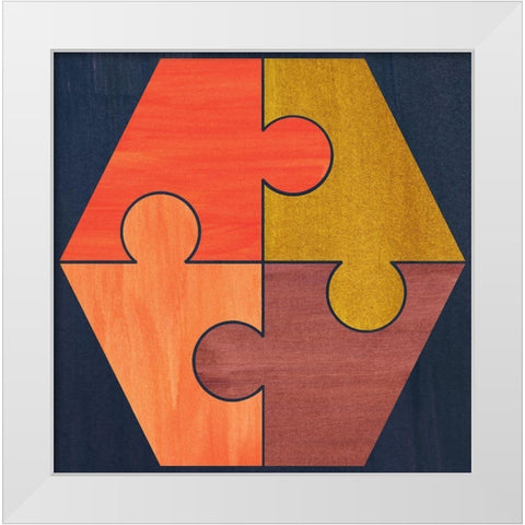 Patterned Hexagon White Modern Wood Framed Art Print by Inuit