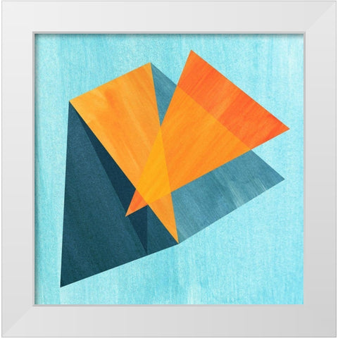 Triangle Folds White Modern Wood Framed Art Print by Inuit