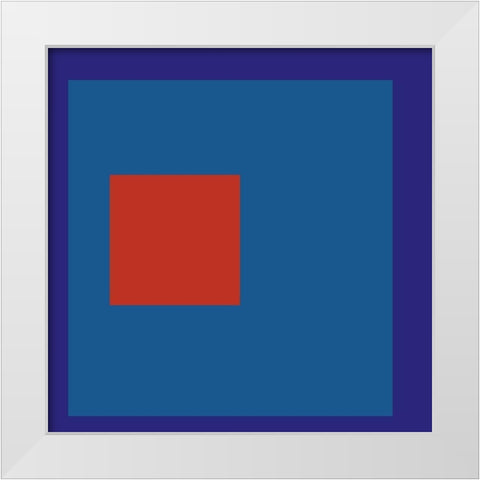 Red Square on Blue White Modern Wood Framed Art Print by Inuit