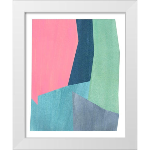 Pink and Grey Abstract  White Modern Wood Framed Art Print by Inuit