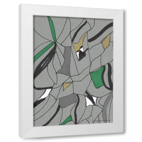 Abstract Grey and Green White Modern Wood Framed Art Print by Carroccio, Lisa