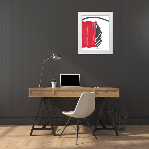 Red and Black Abstract White Modern Wood Framed Art Print by Carroccio, Lisa