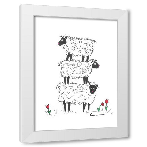 Stacked Sheep  White Modern Wood Framed Art Print by Carroccio, Lisa