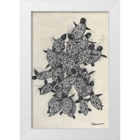 Turtles on the Beach White Modern Wood Framed Art Print by Carroccio, Lisa