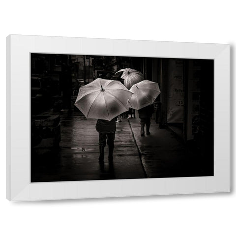 Just Walking in the Rain White Modern Wood Framed Art Print by Carson, Brian