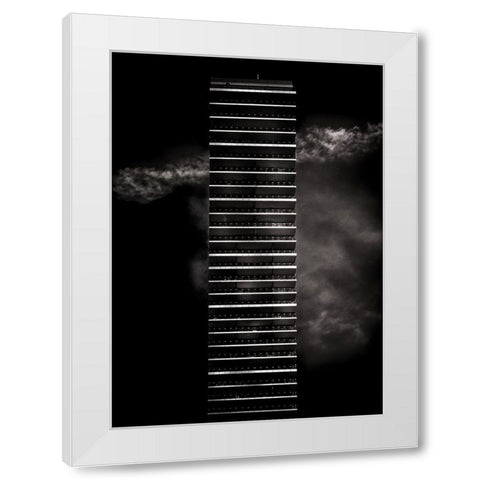 Office Tower White Modern Wood Framed Art Print by Carson, Brian