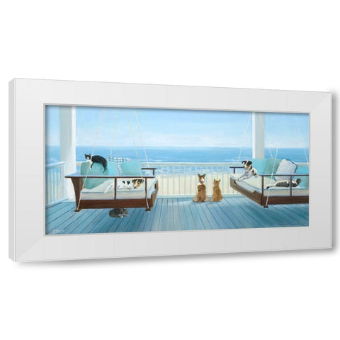 Hanging Out White Modern Wood Framed Art Print by Saxe, Carol