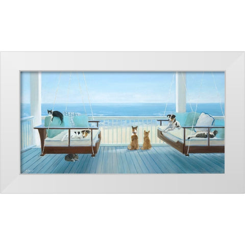 Hanging Out White Modern Wood Framed Art Print by Saxe, Carol