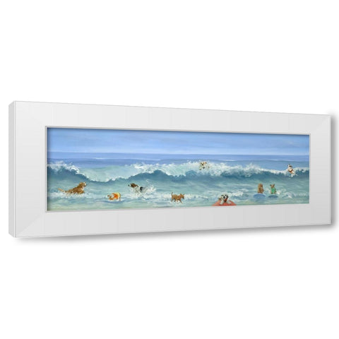 Beach Dogs White Modern Wood Framed Art Print by Saxe, Carol