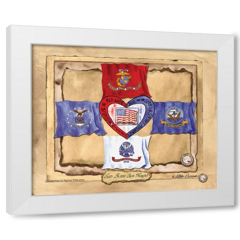 God Bless Our Troops White Modern Wood Framed Art Print by Alexander, Natalie