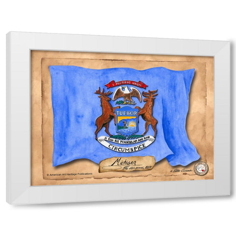 Michigan-Solo with background White Modern Wood Framed Art Print by Alexander, Natalie