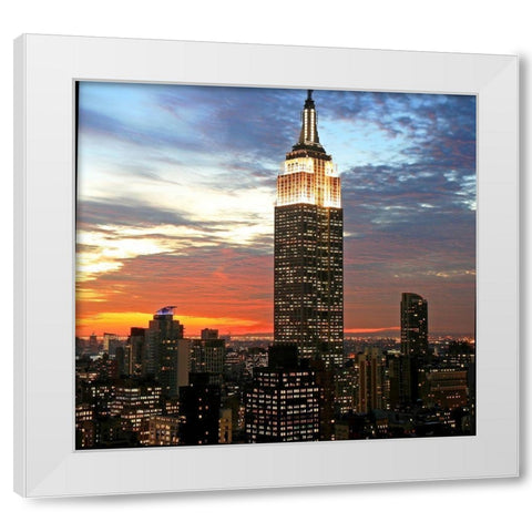 Empire State Evening White Modern Wood Framed Art Print by Anonymous