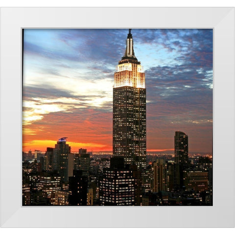Empire State Evening White Modern Wood Framed Art Print by Anonymous