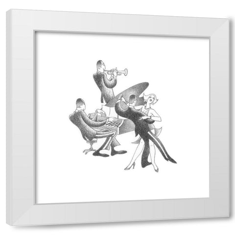 Lets Dance White Modern Wood Framed Art Print by Vilar, Roger
