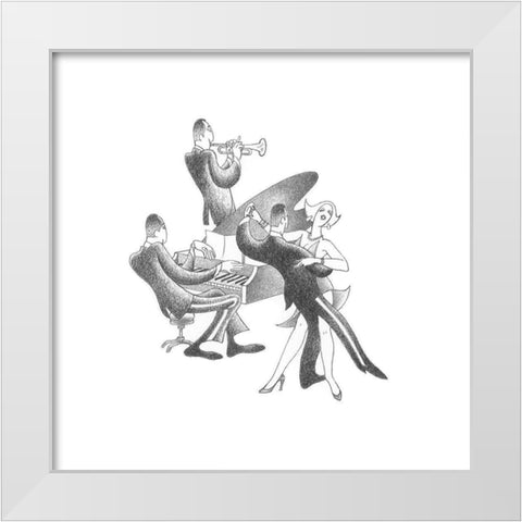 Lets Dance White Modern Wood Framed Art Print by Vilar, Roger
