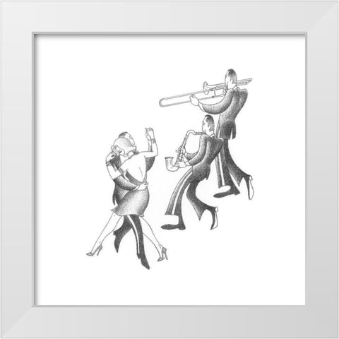Swing to the Music White Modern Wood Framed Art Print by Vilar, Roger