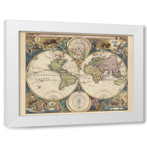 Terrarium Orbis Tabula White Modern Wood Framed Art Print by Visscher, Nicholas
