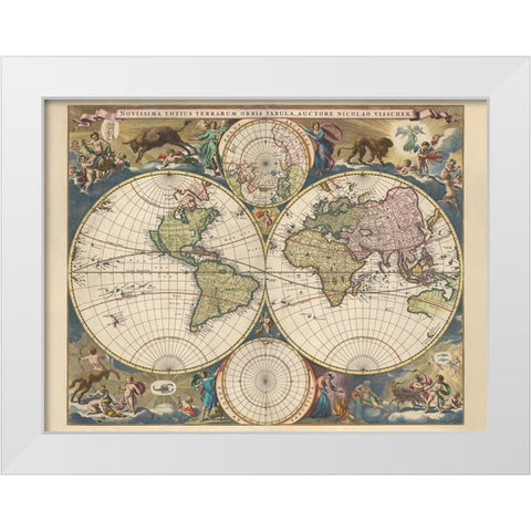 Terrarium Orbis Tabula White Modern Wood Framed Art Print by Visscher, Nicholas