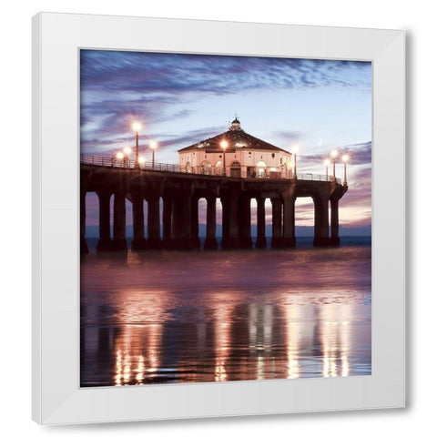 Manhattan Beach Pier,California II, Color White Modern Wood Framed Art Print by Anonymous