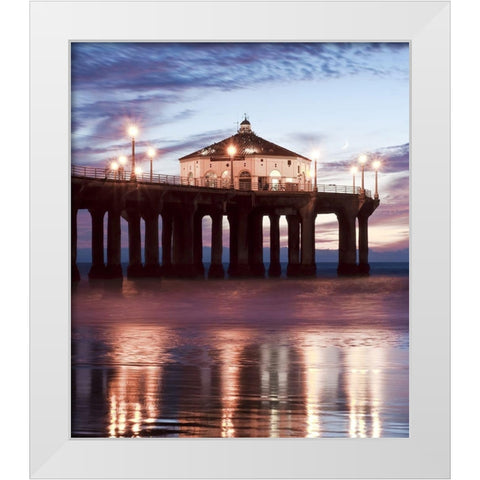 Manhattan Beach Pier,California II, Color White Modern Wood Framed Art Print by Anonymous