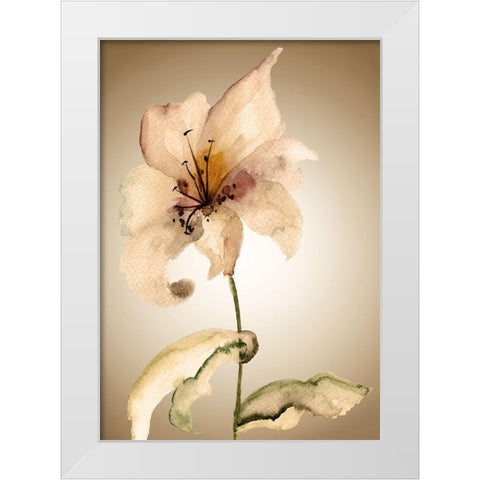 Blossom in Sienna II White Modern Wood Framed Art Print by Regina
