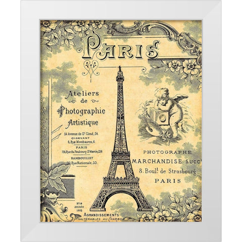 Paris 1900 White Modern Wood Framed Art Print by Lynea