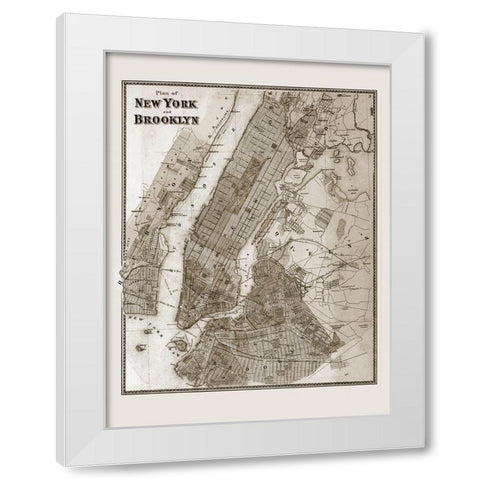 The Plan of New York and Brooklyn, 1867 White Modern Wood Framed Art Print by Anonymous