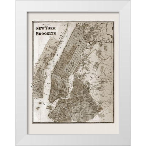 The Plan of New York and Brooklyn, 1867 White Modern Wood Framed Art Print by Anonymous