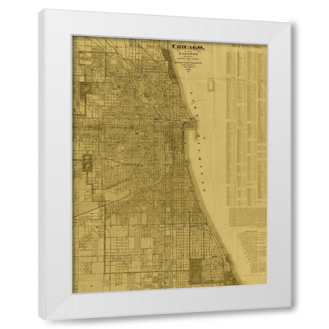 Antique Map of Chicago (neutral) White Modern Wood Framed Art Print by Blanchard