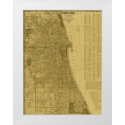 Antique Map of Chicago (neutral) White Modern Wood Framed Art Print by Blanchard