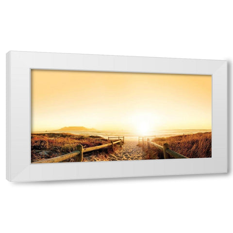 Sunset Beach Path White Modern Wood Framed Art Print by Anonymous