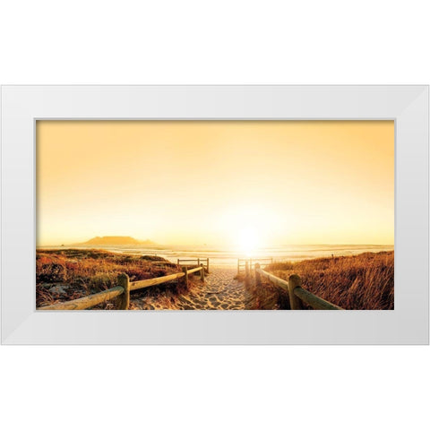 Sunset Beach Path White Modern Wood Framed Art Print by Anonymous