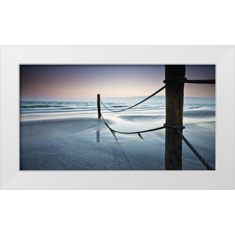 Poles at Dusk White Modern Wood Framed Art Print by Anonymous