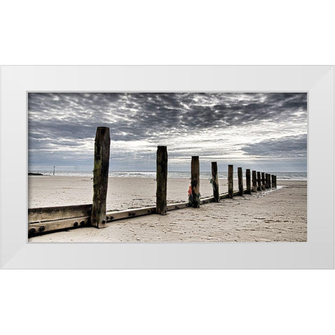 Post Row at Beach White Modern Wood Framed Art Print by Adrian Z
