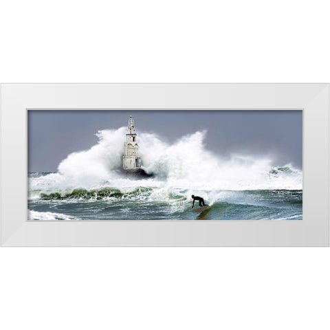 Extreme Surfer White Modern Wood Framed Art Print by Anonymous