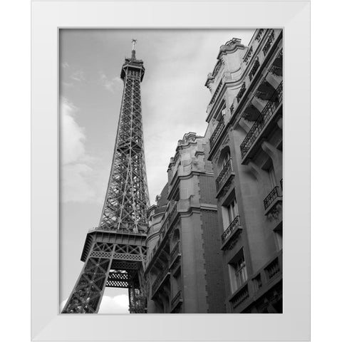 Approaching the Eiffel Tower White Modern Wood Framed Art Print by Anonymous