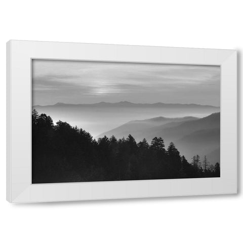 Smoky Mountains White Modern Wood Framed Art Print by Anonymous