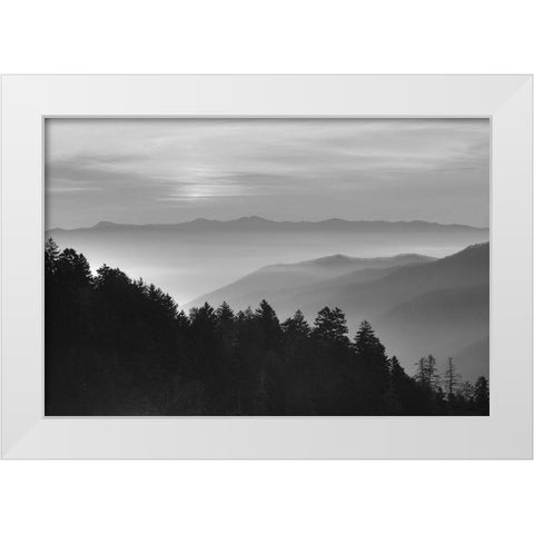 Smoky Mountains White Modern Wood Framed Art Print by Anonymous