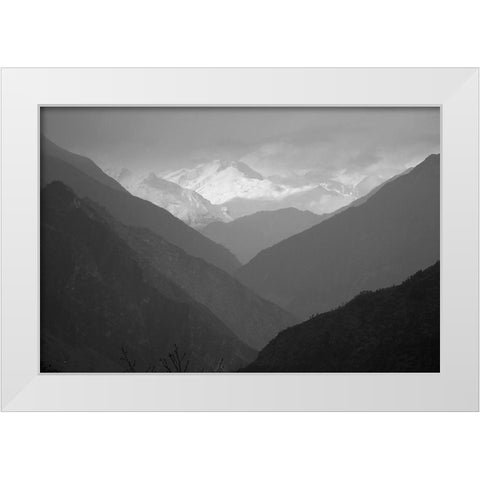 Valley Silhouette White Modern Wood Framed Art Print by Anonymous