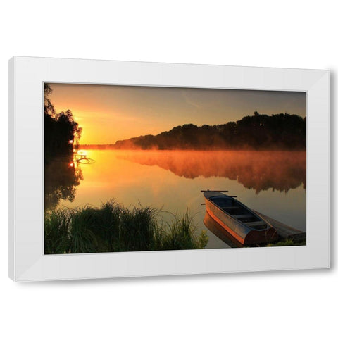 Fishermans Cove, Color White Modern Wood Framed Art Print by Anonymous