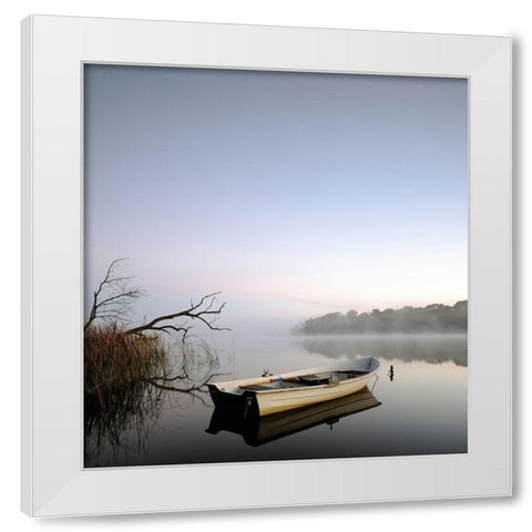 Quayside, Color White Modern Wood Framed Art Print by Anonymous