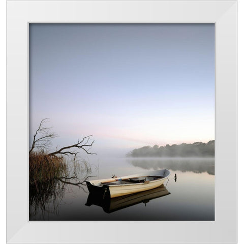 Quayside, Color White Modern Wood Framed Art Print by Anonymous