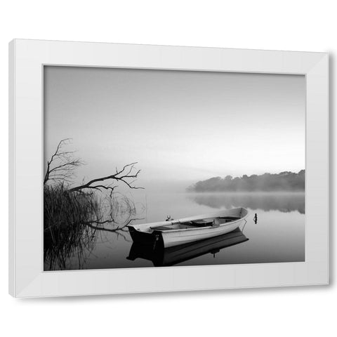 Quayside White Modern Wood Framed Art Print by Anonymous