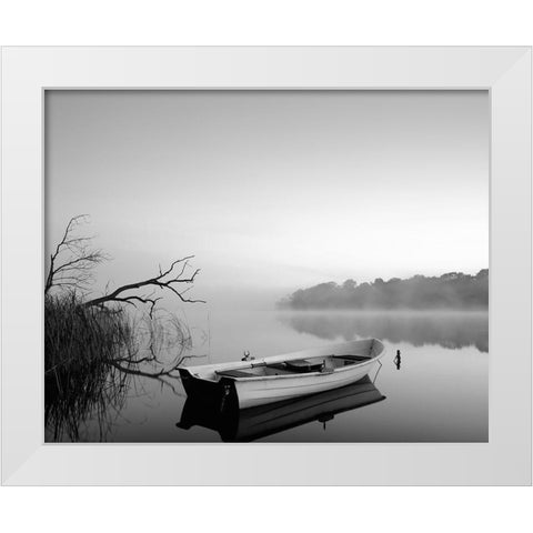 Quayside White Modern Wood Framed Art Print by Anonymous