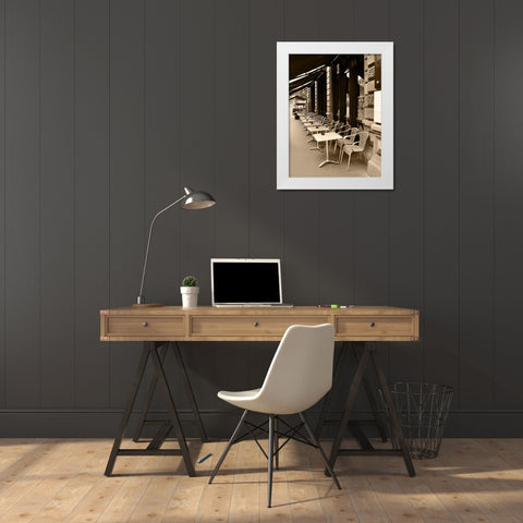 Cafe Under the Canopy White Modern Wood Framed Art Print by Anonymous