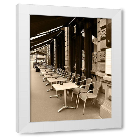 Cafe Under the Canopy White Modern Wood Framed Art Print by Anonymous