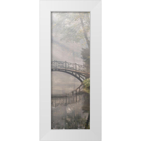 Bridge in the Mist II White Modern Wood Framed Art Print by Anonymous